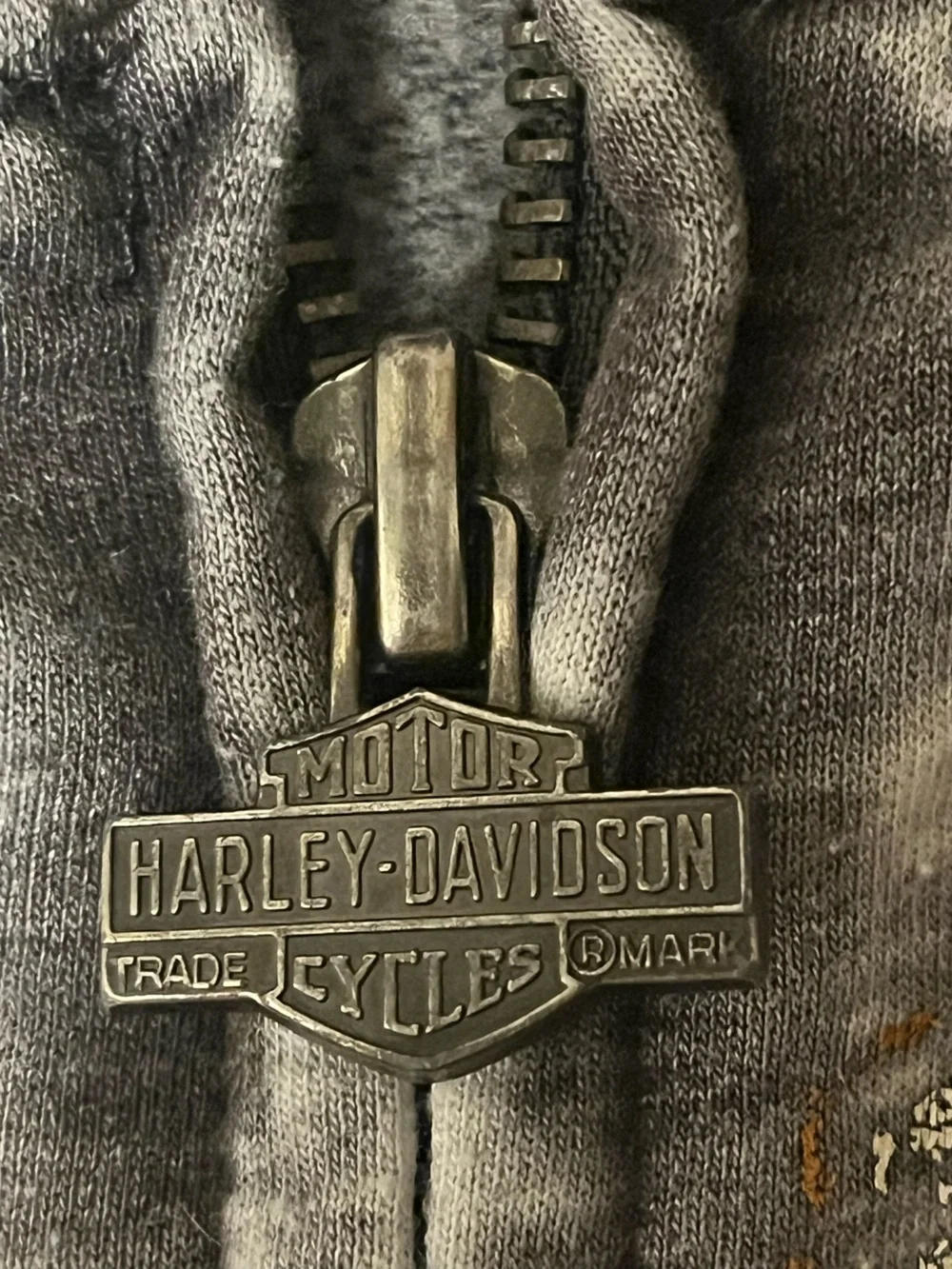Harley-Davidson Vintage-Wash Lightweight Gray Zip Hoodie Logo & logo tab, 2X